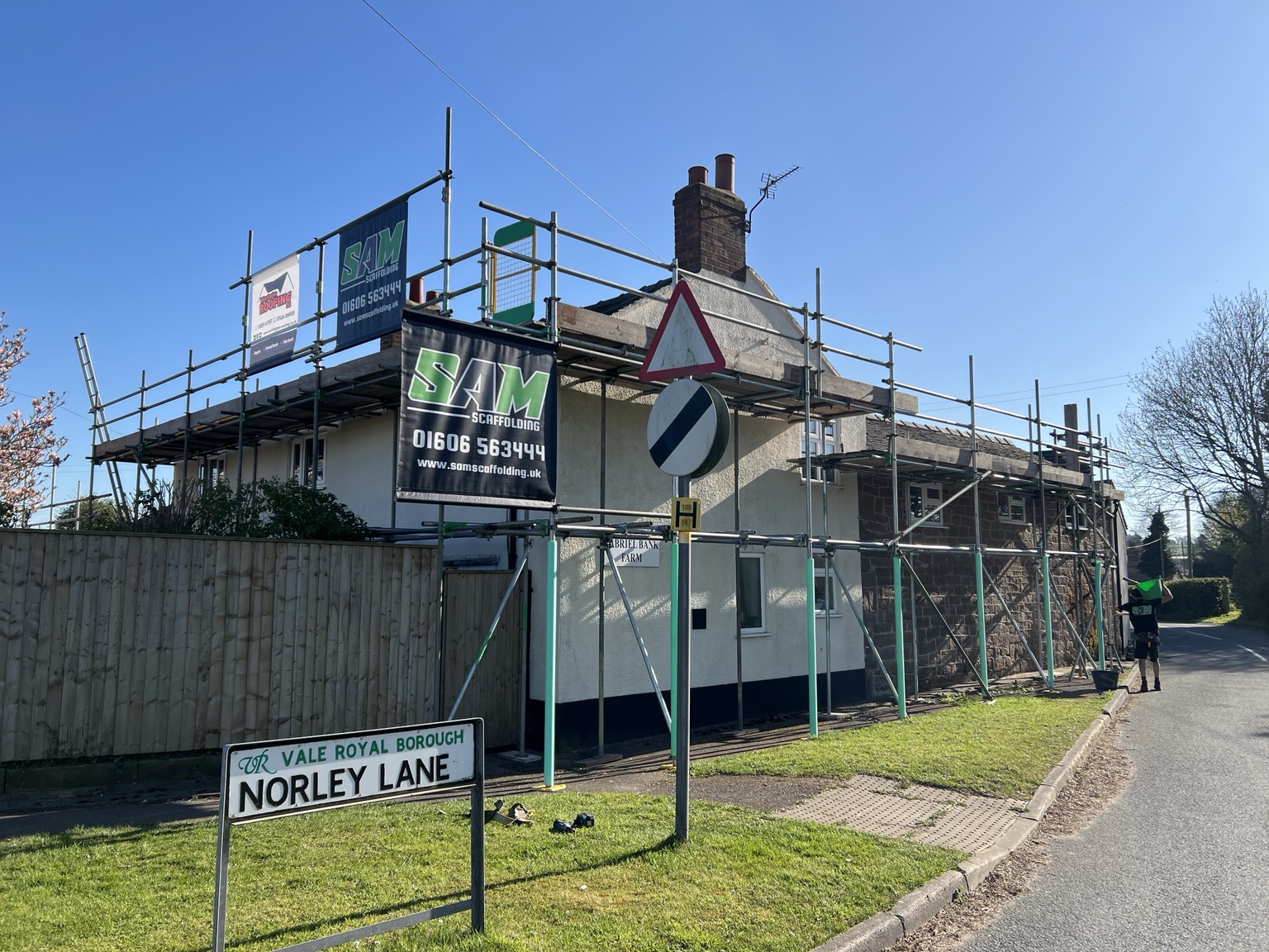 Crowton: scaffolding for re-roof